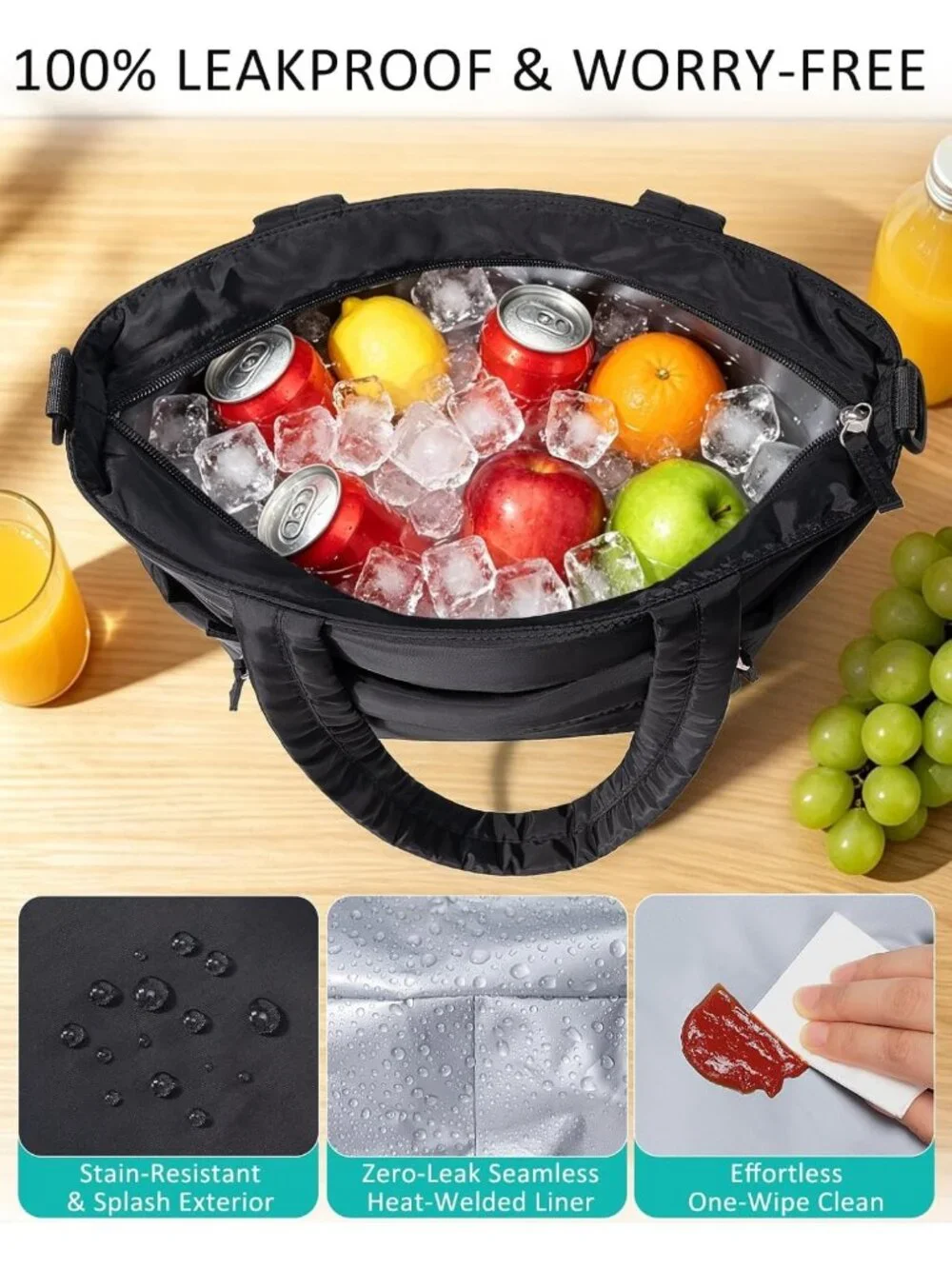 Stylish Insulated Lunch Tote Bag for Women - Puffy Cooler Lunch Box
